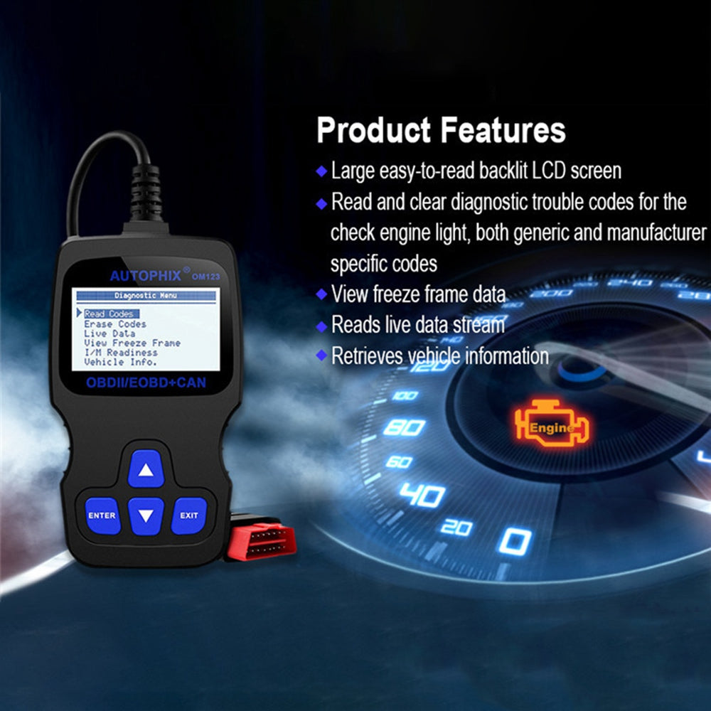 AUTOPHIX OM123 Portable OBD2 Scanner Car Diagnostic Tool Automotive Scanner EOBD Code Reader - Orange AUTOPHIX OM123 Portable OBD2 Scanner Car Diagnostic Tool Automotive Scanner EOBD Code Reader - Orange